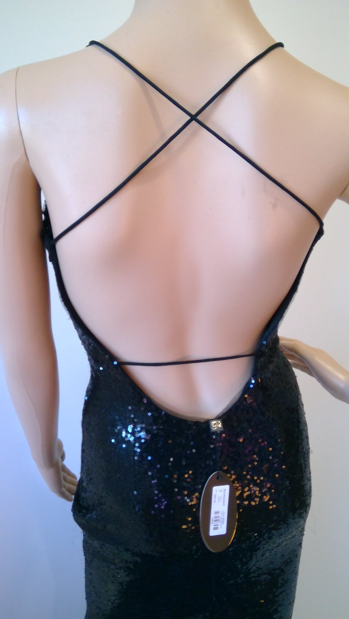 b Size 6 Black Sequin Halter Neck Dress