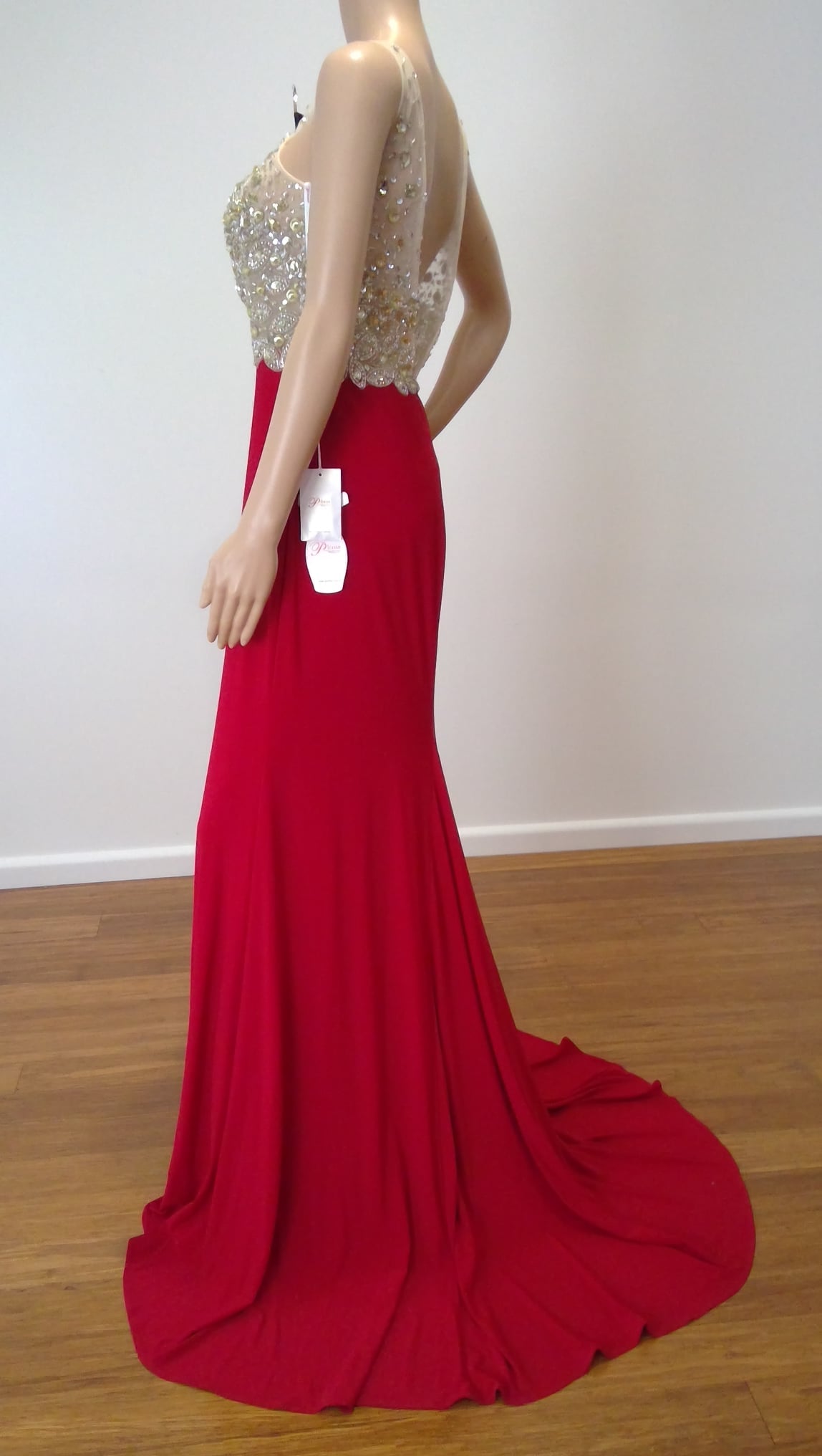 e size 12 Red beaded bodice dress