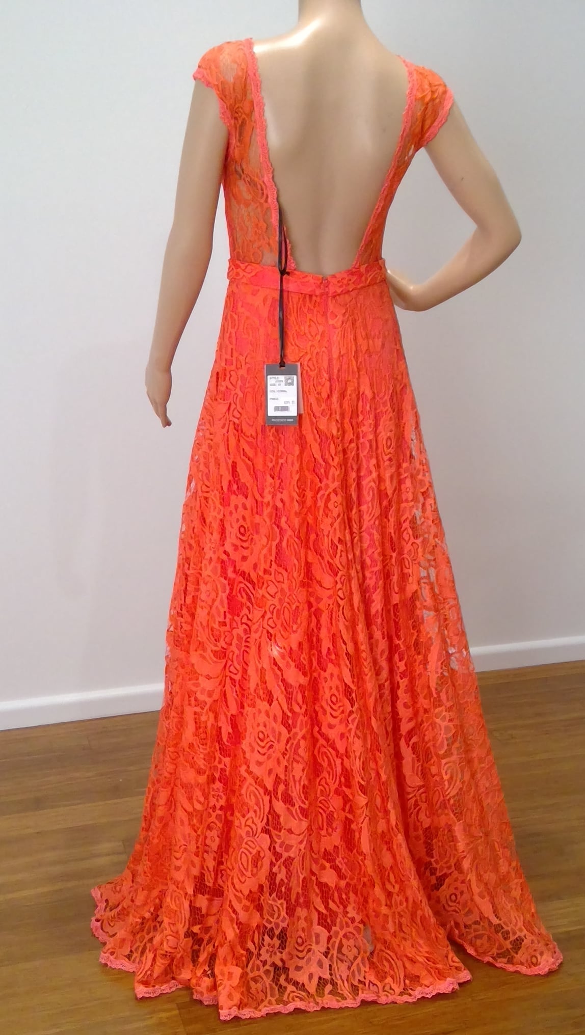 d size 10 Coral lace low backed dress