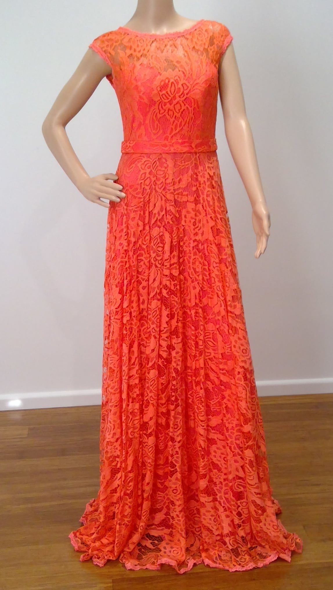 d size 10 Coral lace low backed dress