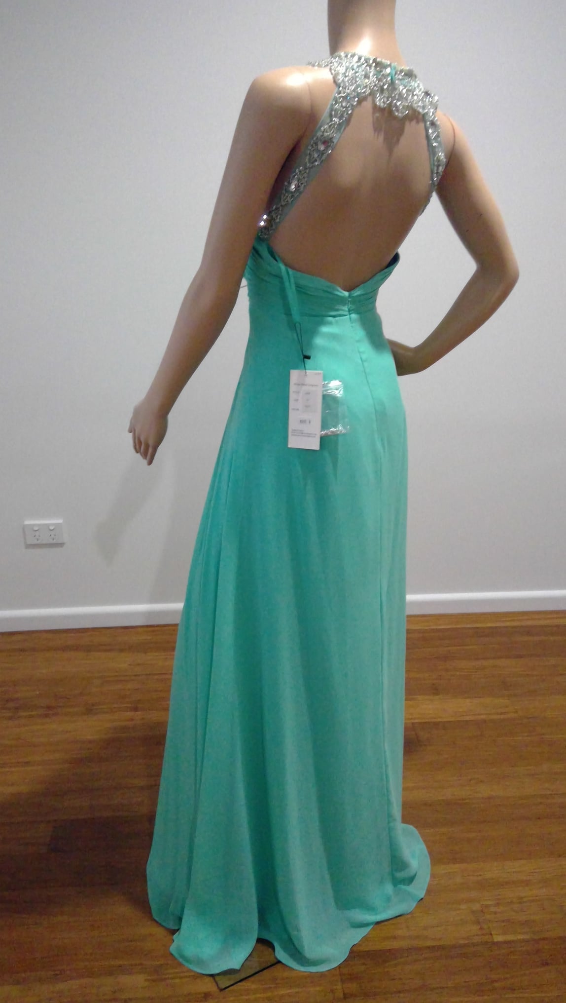 d size 10 Green high necked backless dress