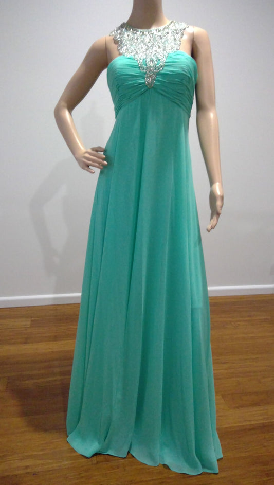 d size 10 Green high necked backless dress