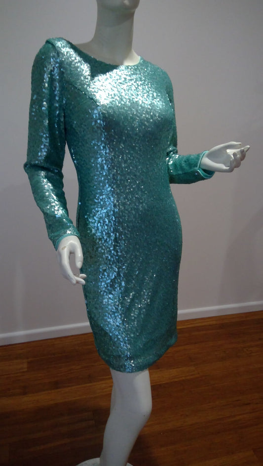 d  size 10 Mint sequinned backless short dress