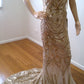 d size 10 Gold backless dress