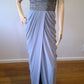 e size 12 Silver short sleeved draped full length dress