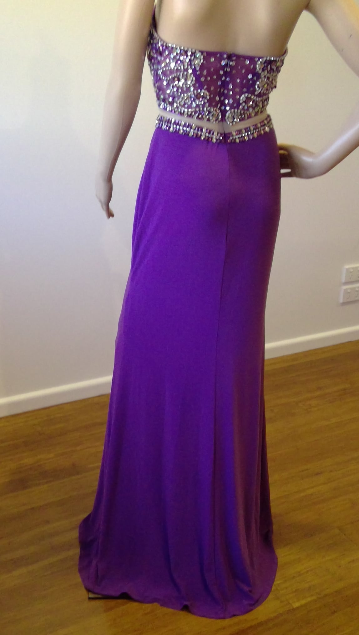 c size 8 Purple beaded sweetheart bodice dress