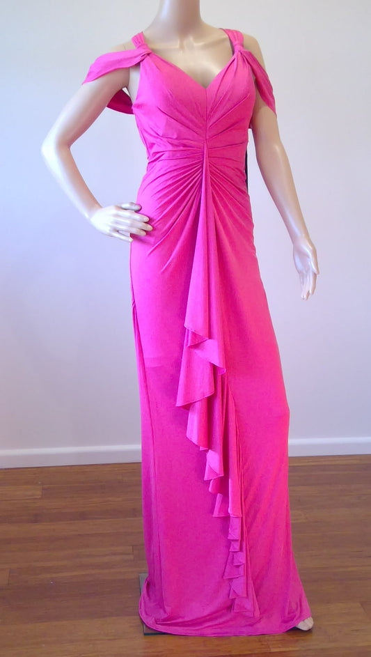 b Size 6 Hot Pink Ruched Sweetheart Neckline Dress