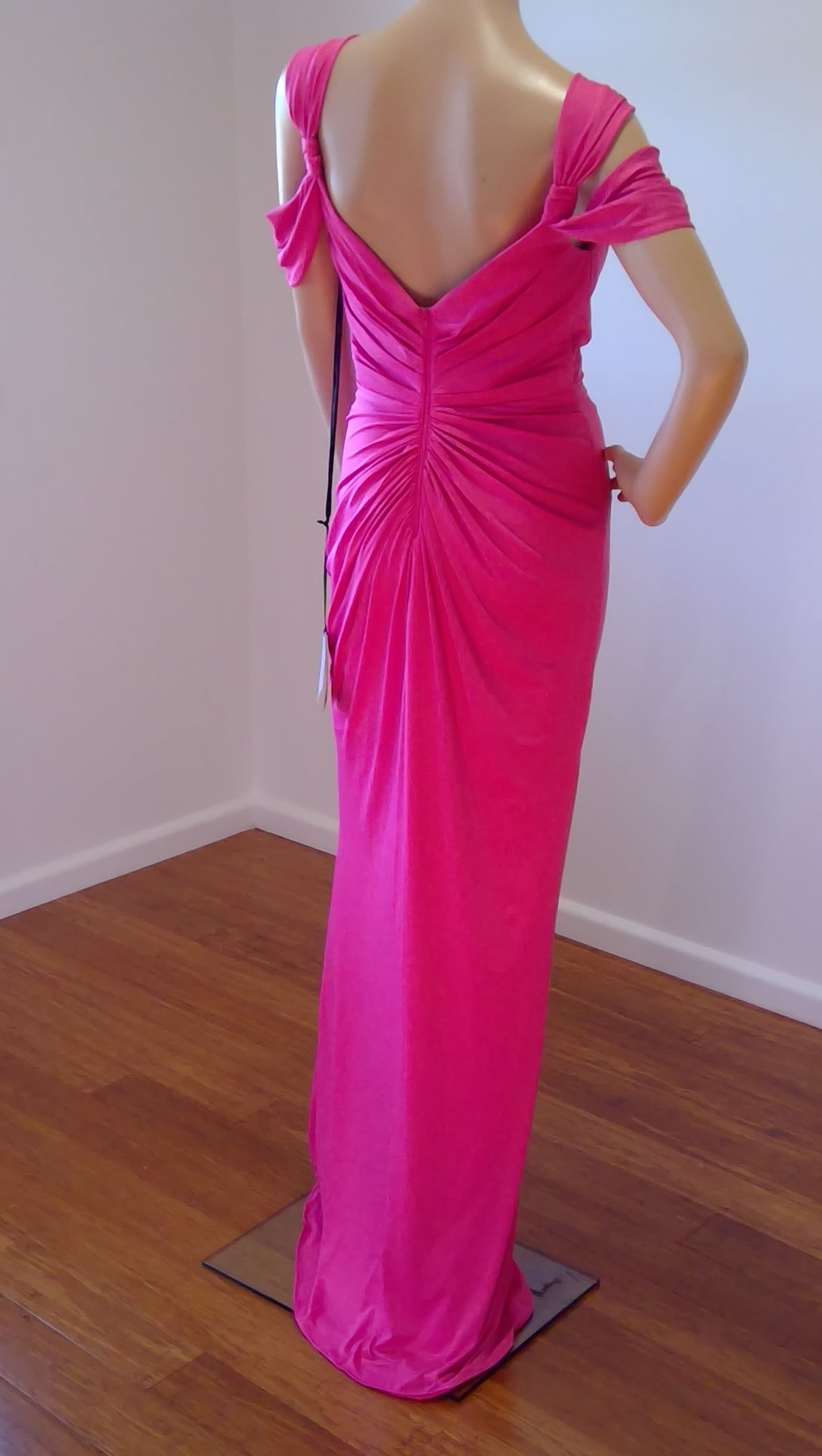 b Size 6 Hot Pink Ruched Sweetheart Neckline Dress