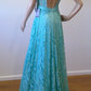 c size 8 Tiffany blue lace  deep backed dress