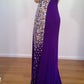 c Size 8 Purple one shoulder diamante dress