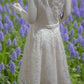 g Size 16 White Elegant  brocade lace to below knee dress.